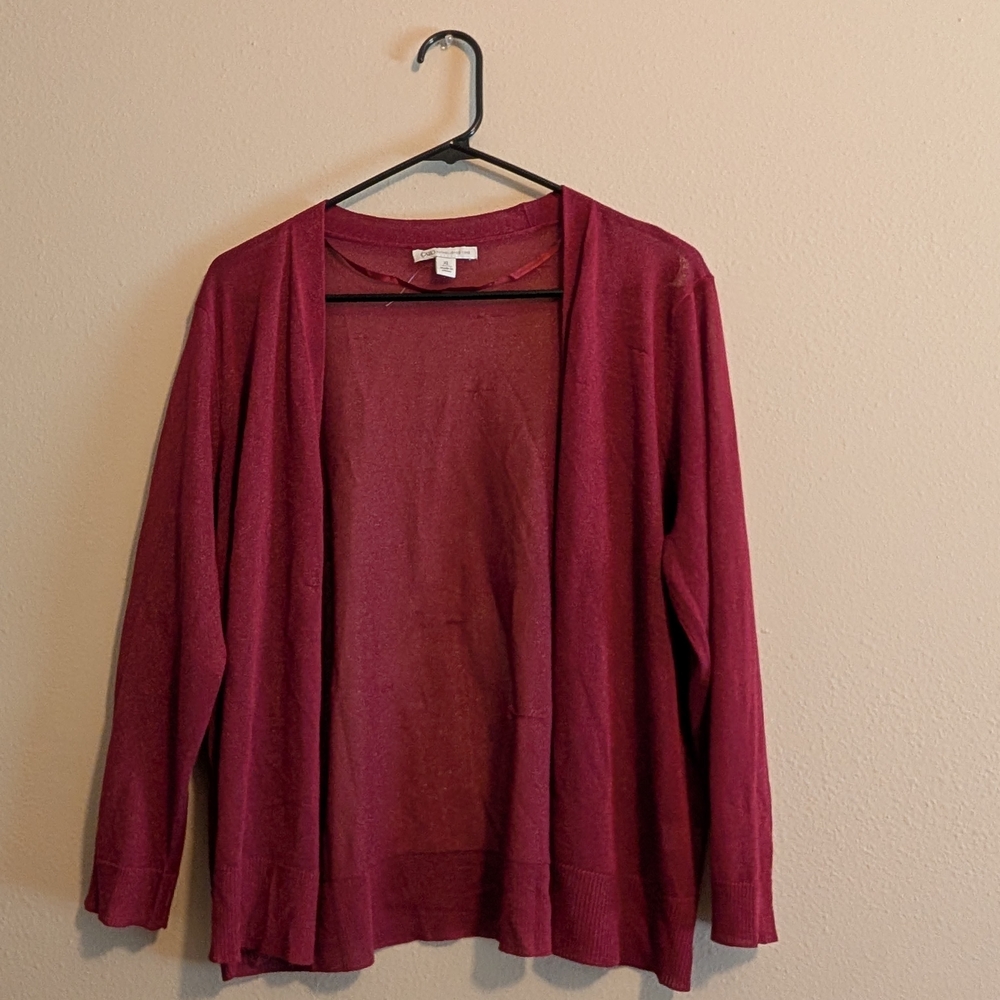 Cato Deep Red Open Front Cardigan